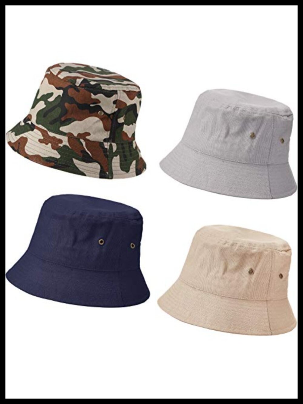 Cotton Bucket Hat 4-Pack Unisex Sun Protection Foldable Travel Beach Fishing